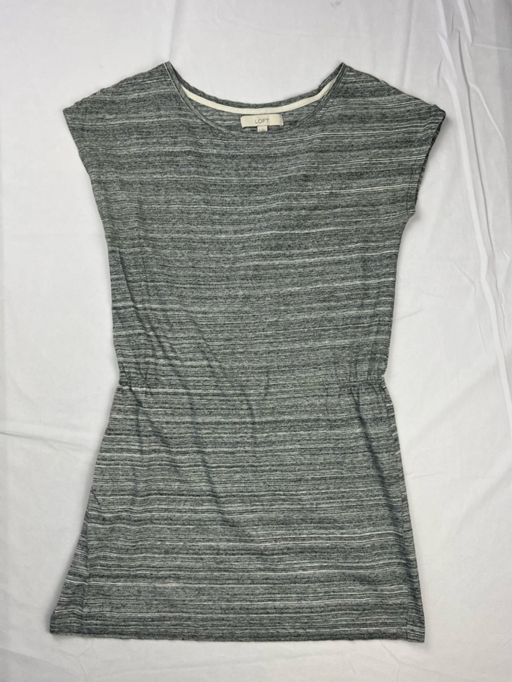 LOFT Gray Striped Mini Dress